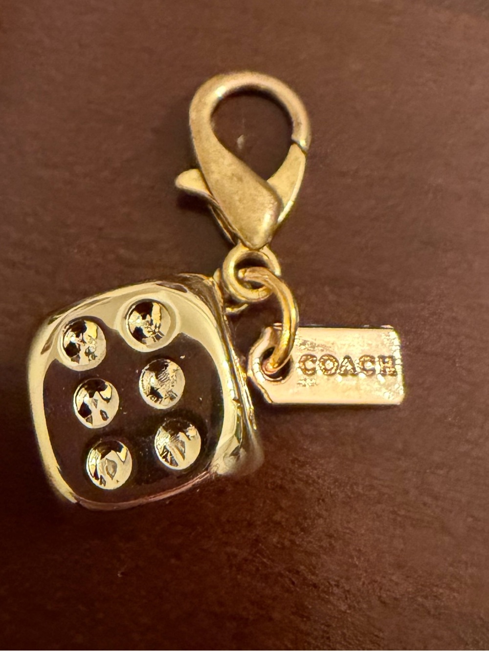 Coach Gold Dice Charm Keychain Accent